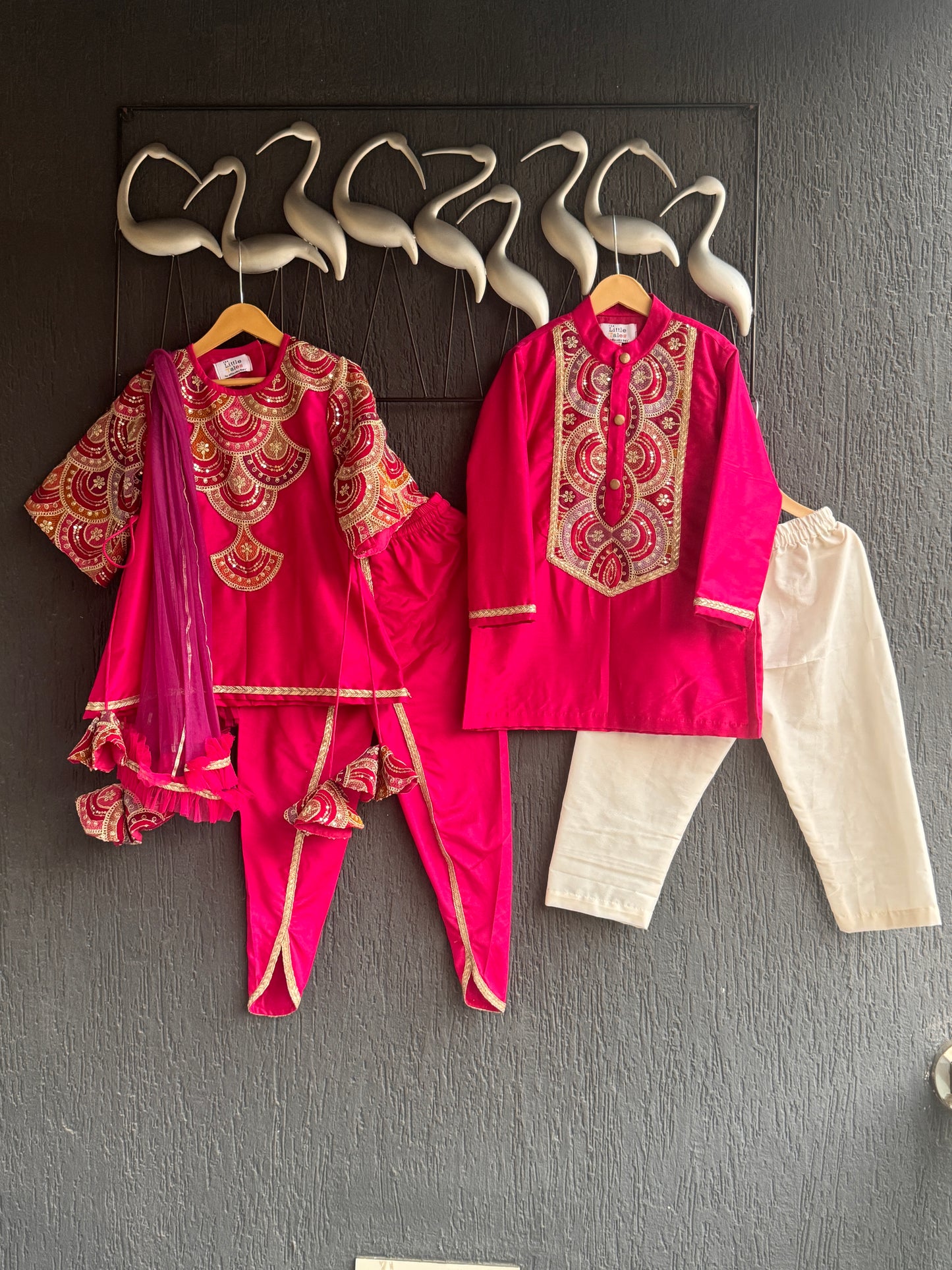 Pink embroidery kurta pyjama set