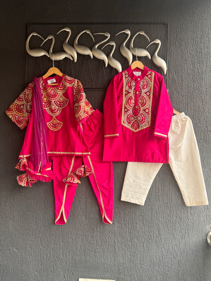 Pink embroidery kurta pyjama set