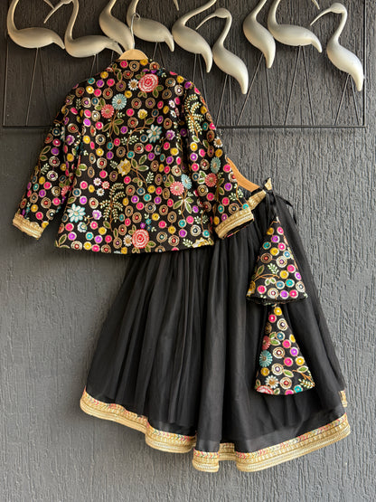 Black embrodiery lehnga set