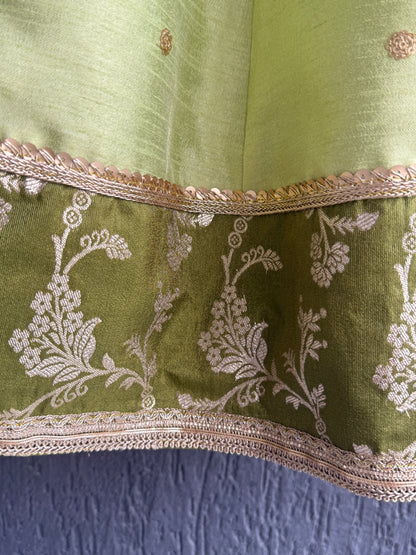 Green silk embroidery lehnga set