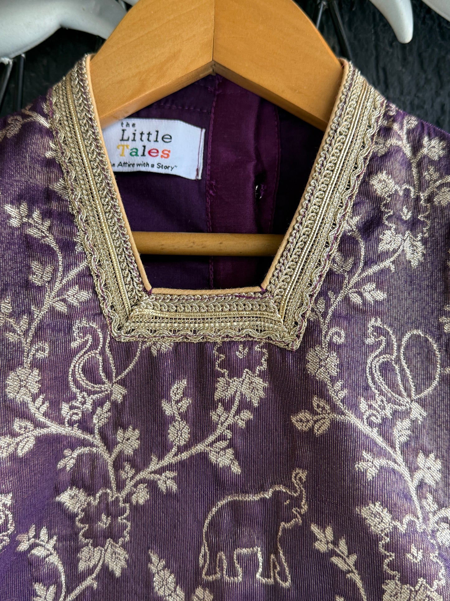 Purple Chanderi blouse with a drape skirt