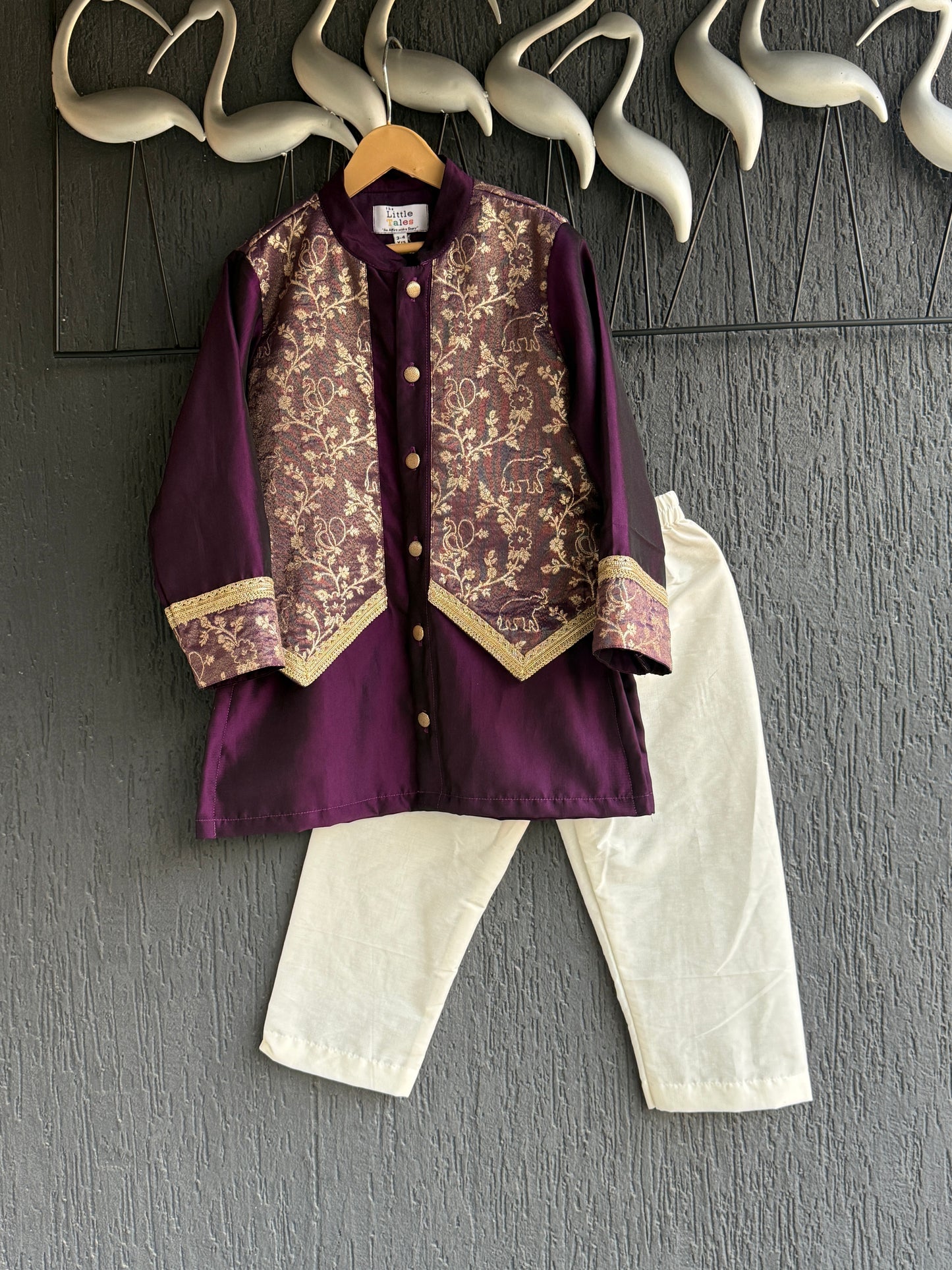Dark Purple Silk Chanderi Kurta set