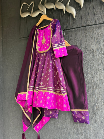 Purple/Pink  silk anarkali set
