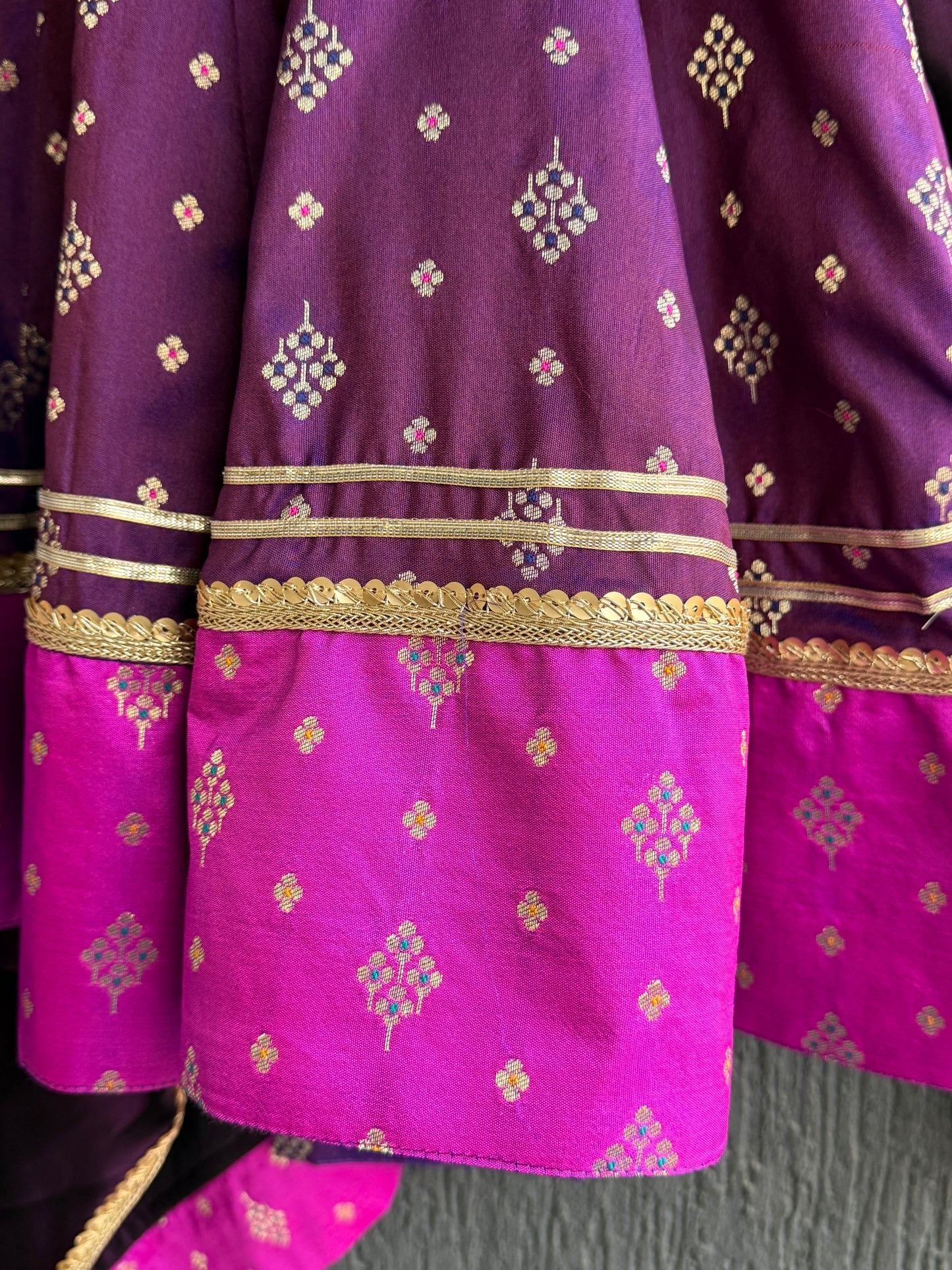 Purple/Pink  silk anarkali set
