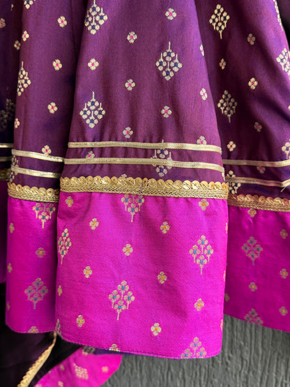 Purple/Pink  silk anarkali set