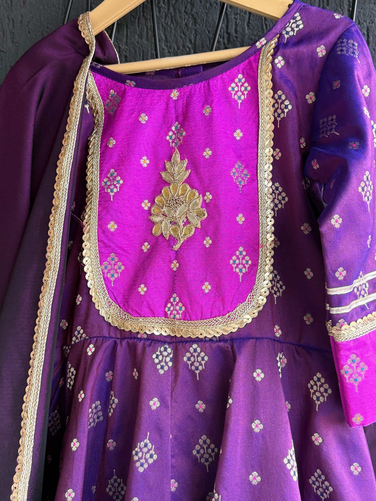 Purple/Pink  silk anarkali set