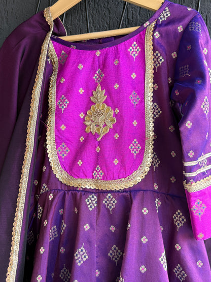 Purple/Pink  silk anarkali set