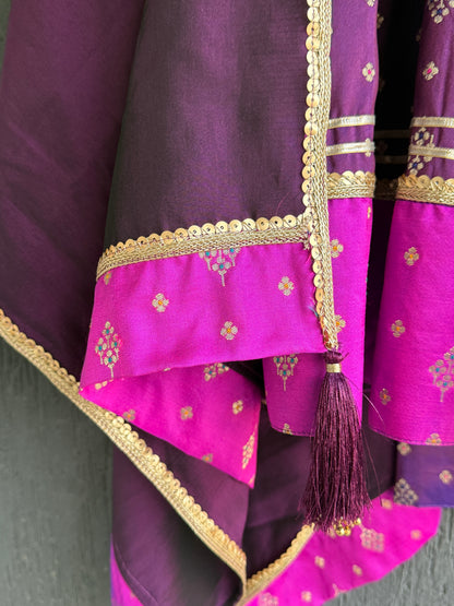 Purple/Pink  silk anarkali set