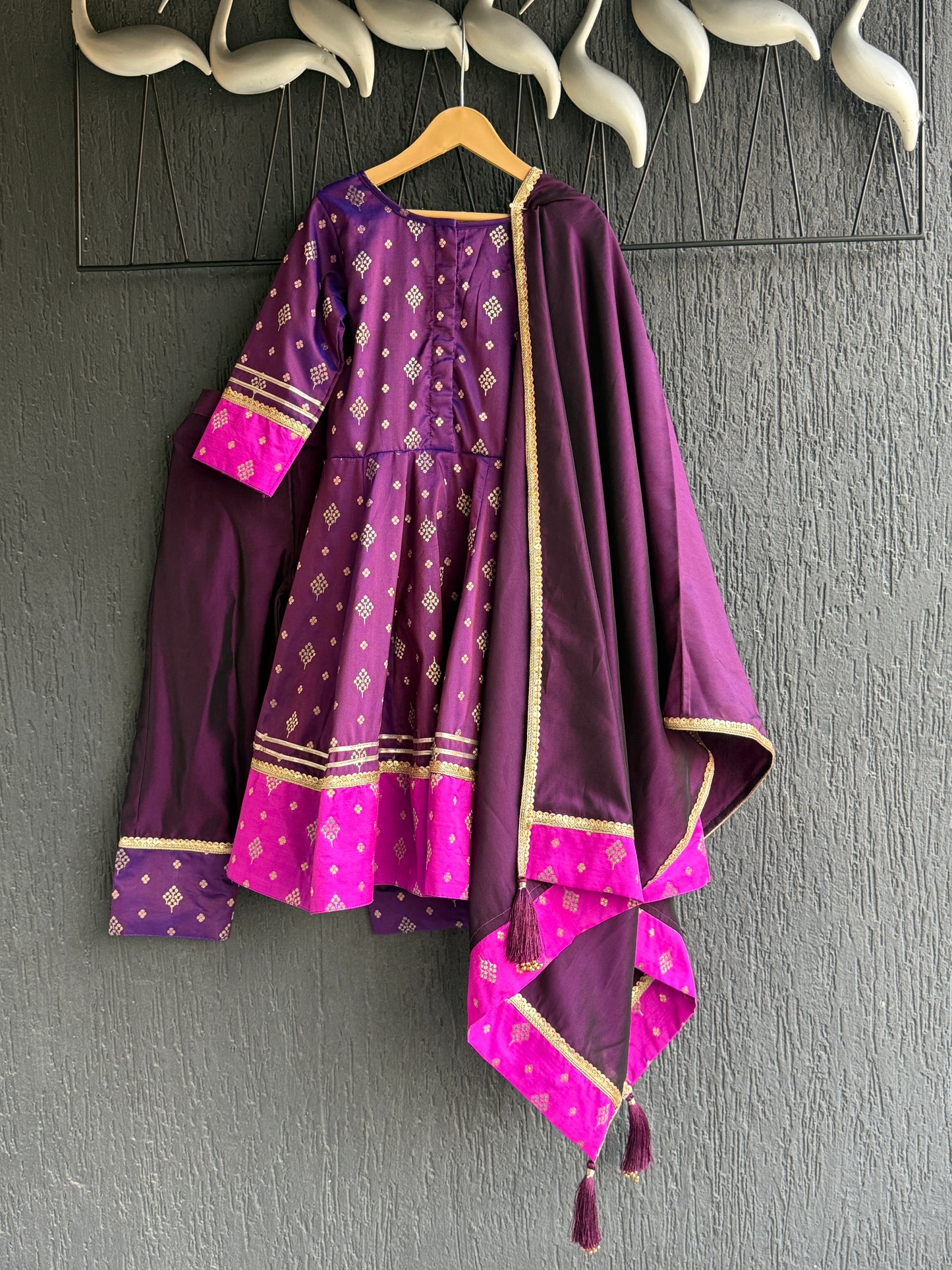 Purple/Pink  silk anarkali set