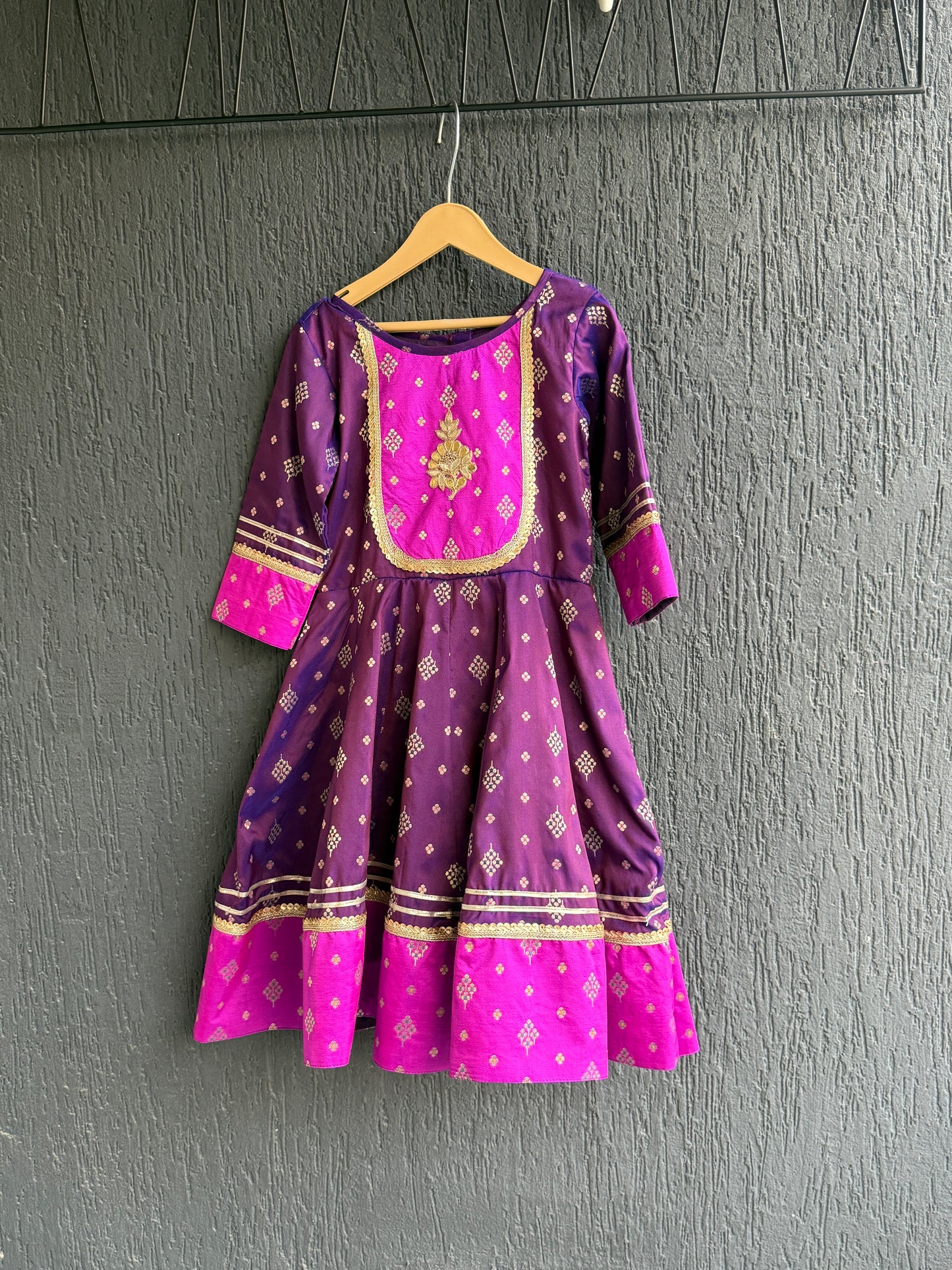 Purple/Pink  silk anarkali set