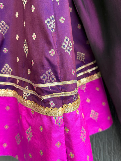 Purple/Pink  silk anarkali set