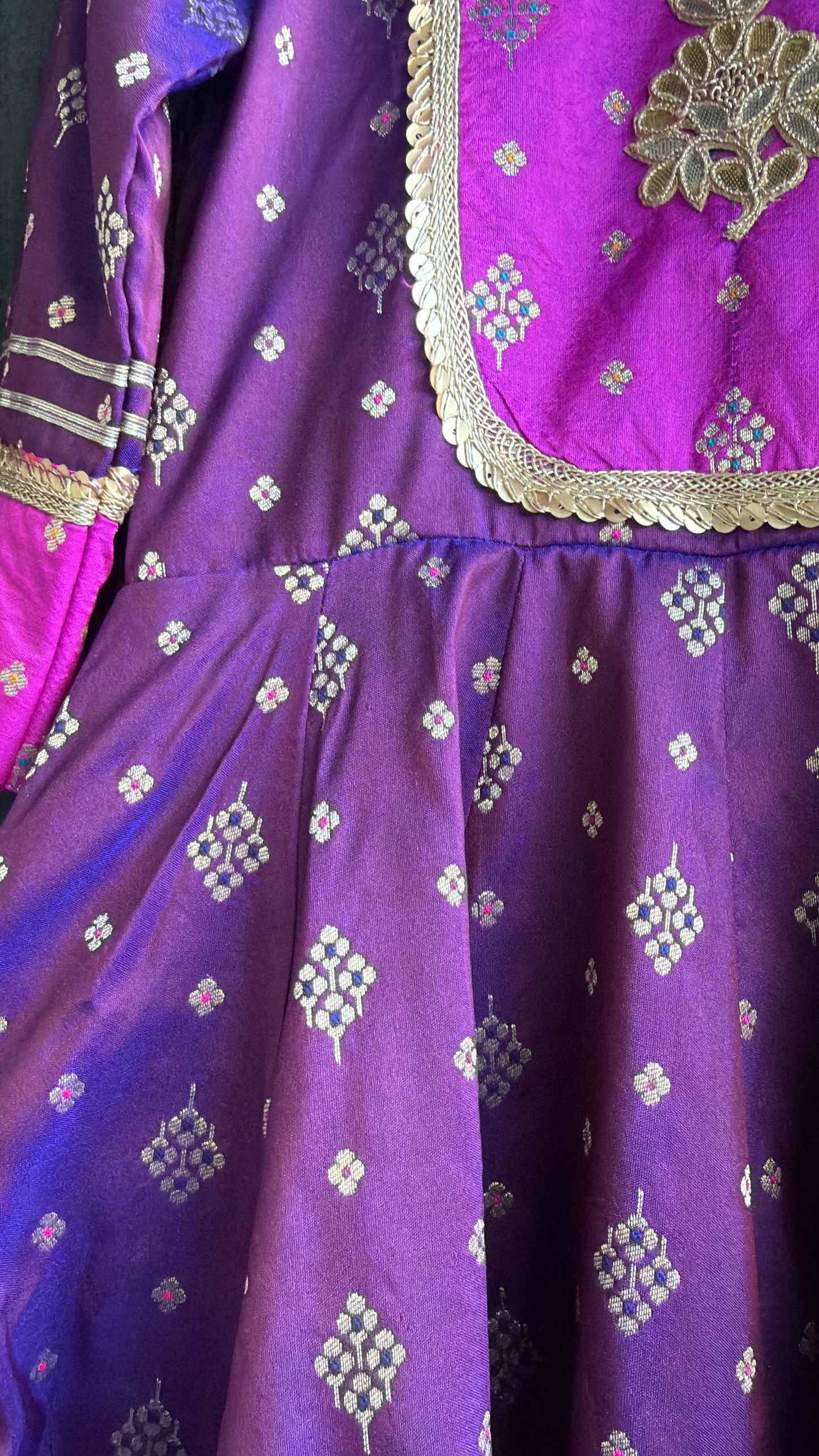 Purple/Pink  silk anarkali set