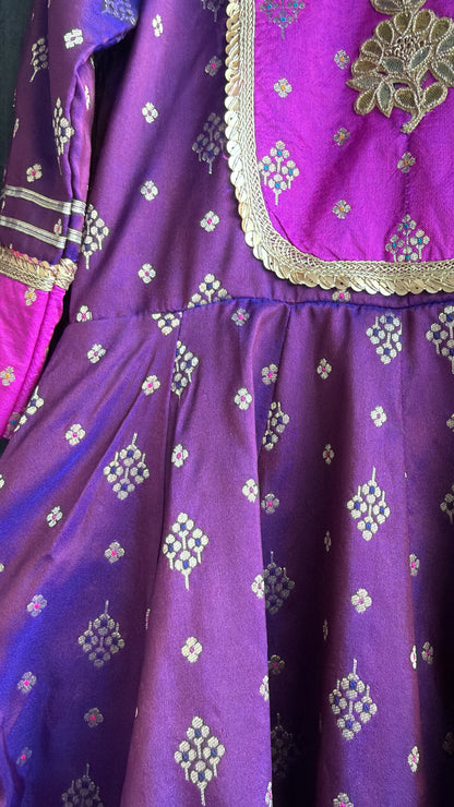 Purple/Pink  silk anarkali set