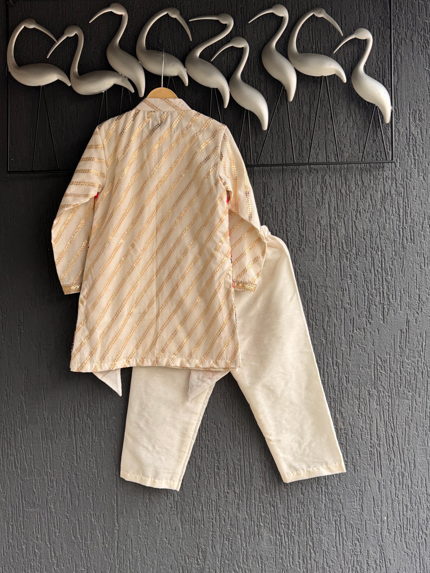 Off white Embroidery panel kurta set