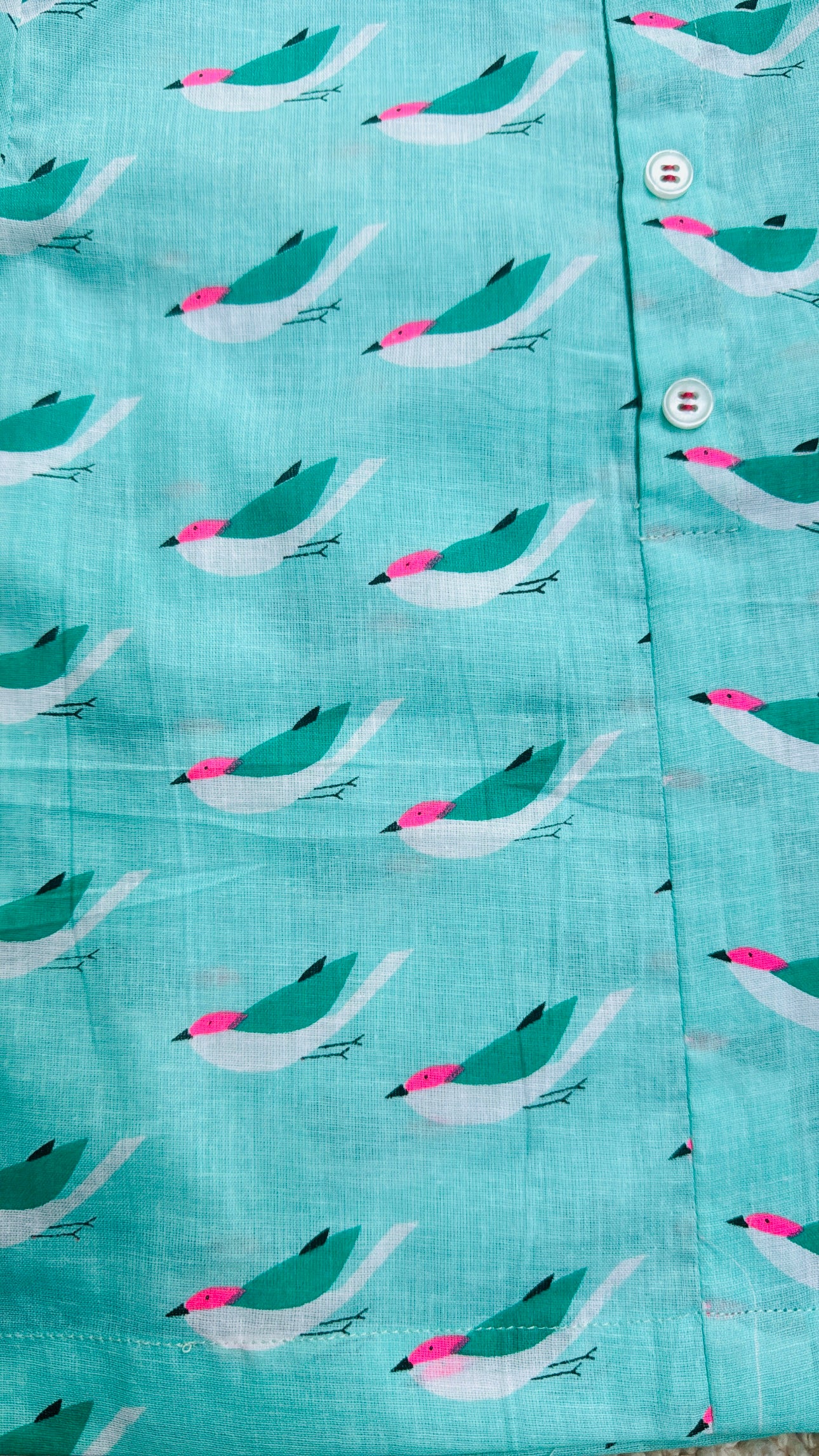 Green bird print unisex top with Shorts
