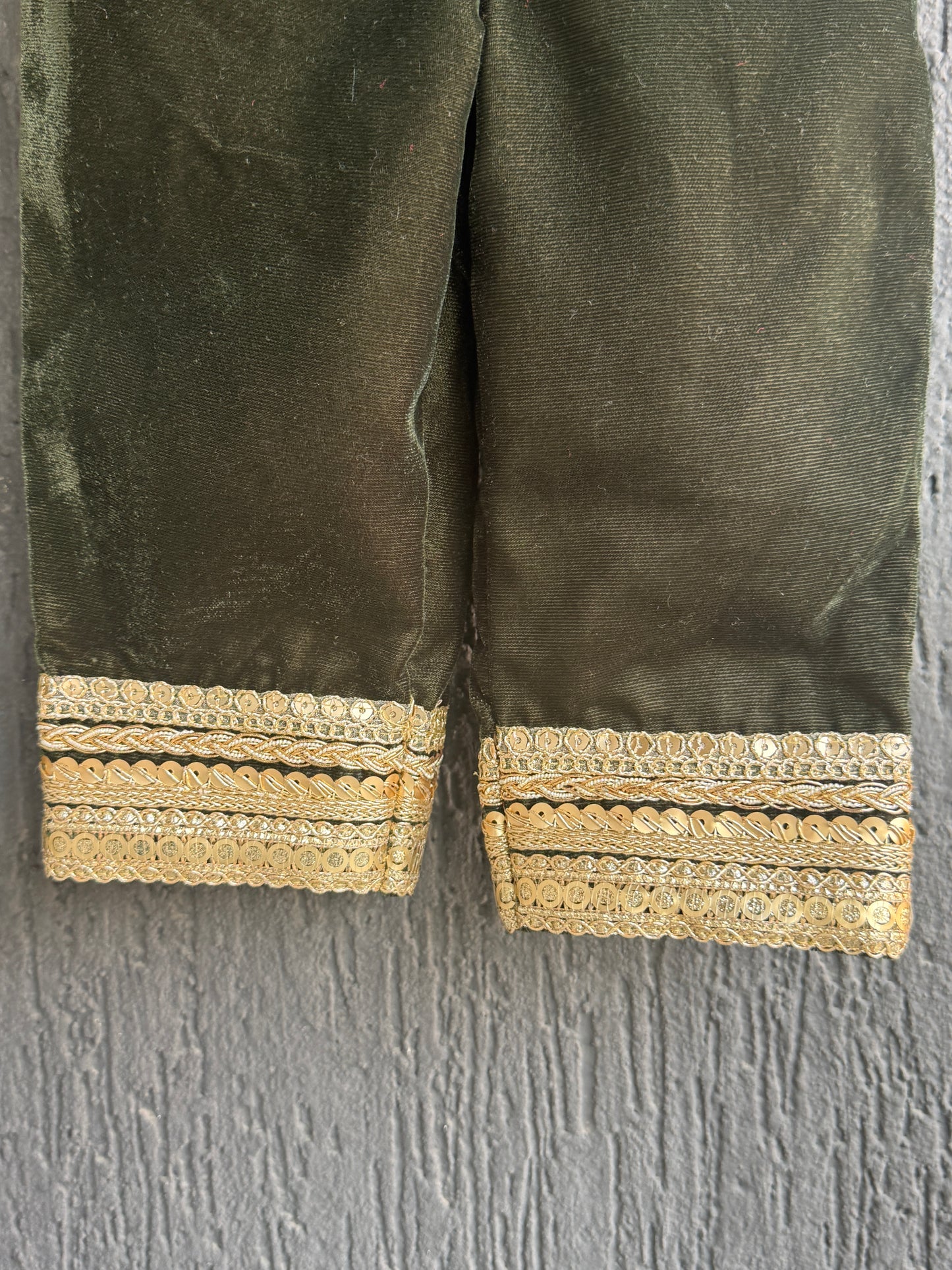 Bottle Green velvet kurta set