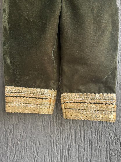 Bottle Green velvet kurta set