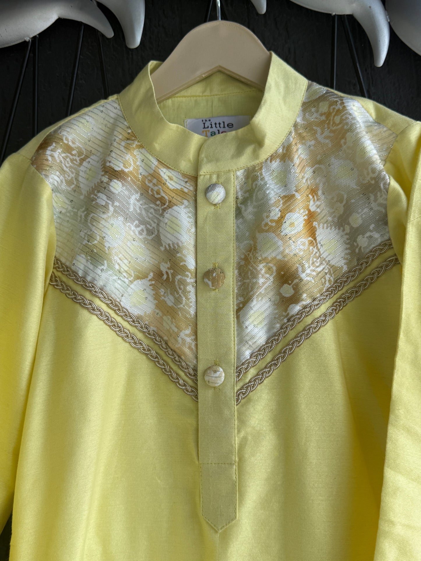 Yellow Embroidered Sequined Yoke kurta Pyjama Set