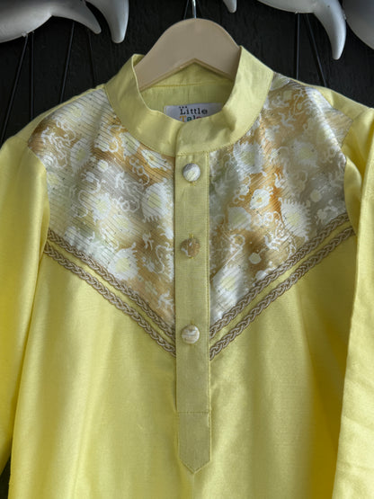 Yellow Embroidered Sequined Yoke kurta Pyjama Set