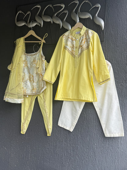 Yellow Sequined Strapy kurta Dhoti Set