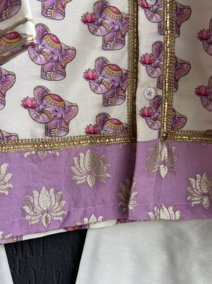 Purple Ganpati Print Kurta
