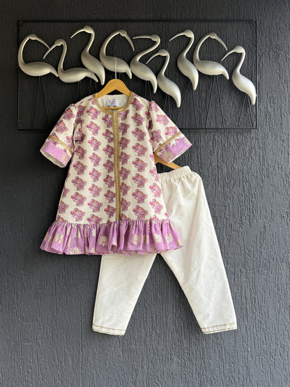 Purple Ganpati Print Kurta