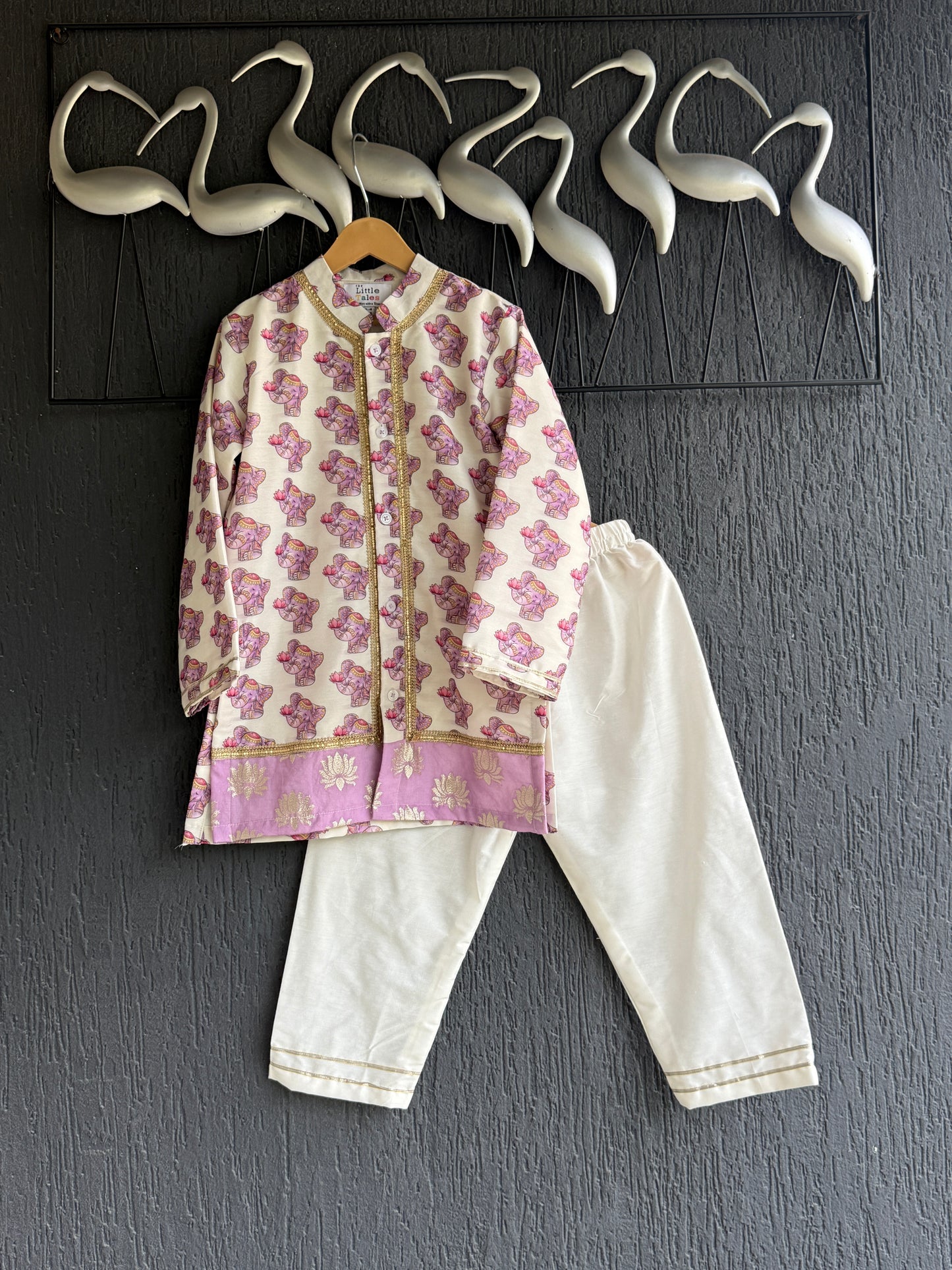 Purple Ganpati Print Kurta set