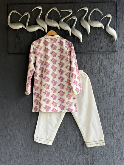 Purple Ganpati Print Kurta set