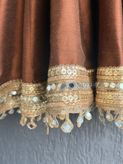 Brown Mirror Flared Kurta dhoti set