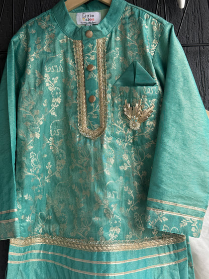 Pastel Green chanderi kurta  set