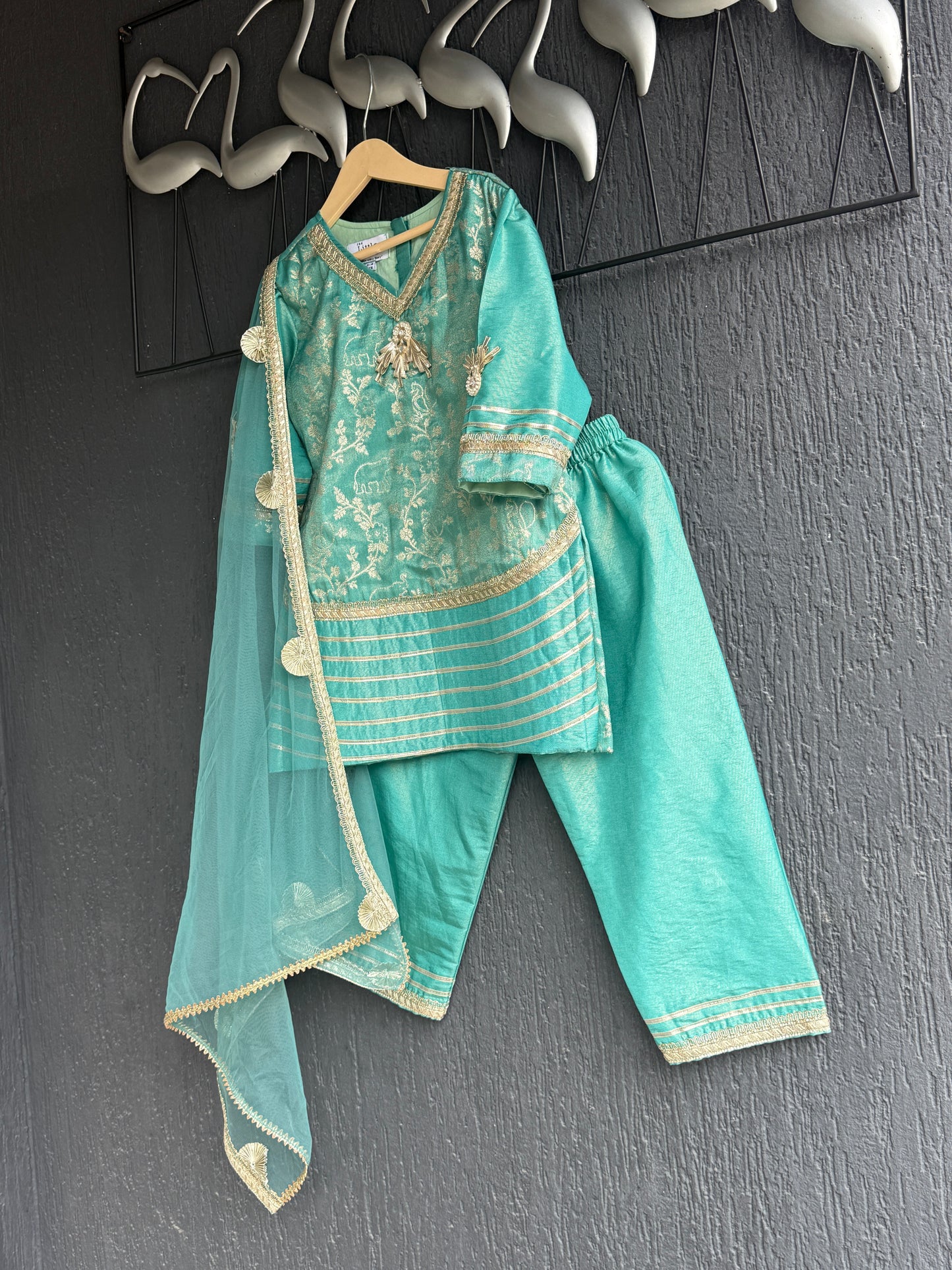 Pastel Green chanderi kurta  set