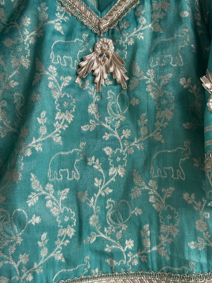 Pastel Green chanderi kurta  set