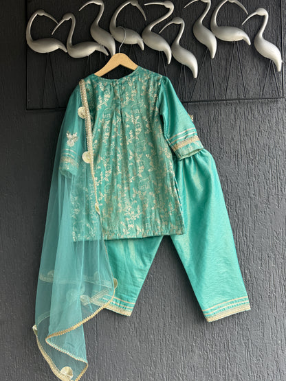 Pastel Green chanderi kurta  set