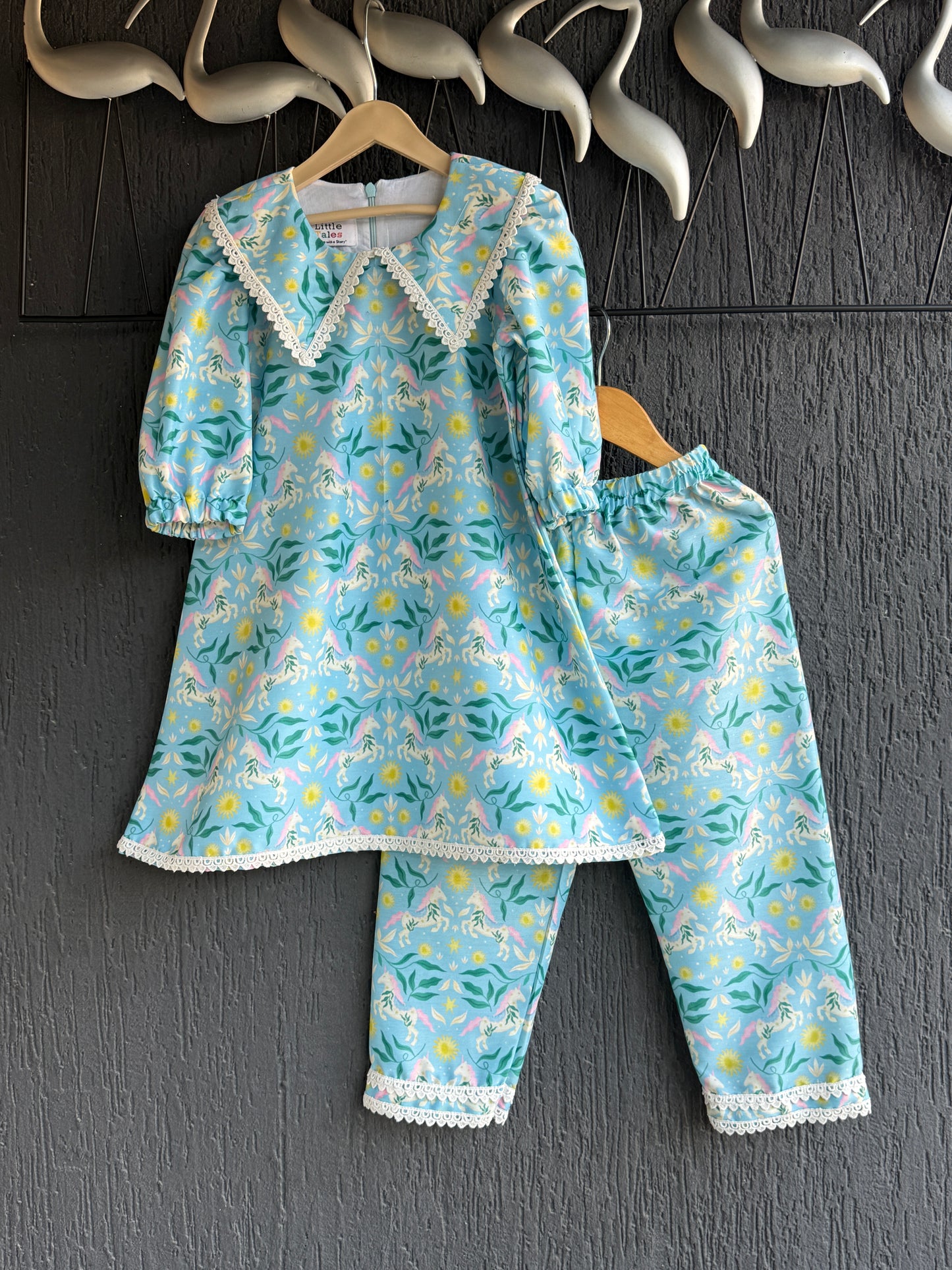 Quirky horse printed collared kurta set