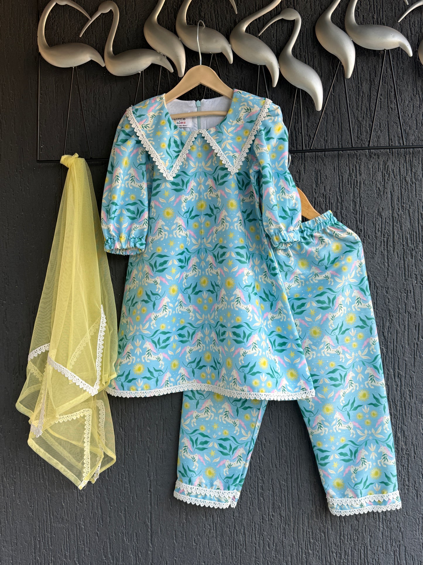 Quirky horse printed collared kurta set