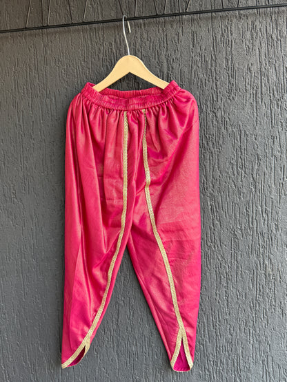 Fuschia pink chanderi frock style dhoti set