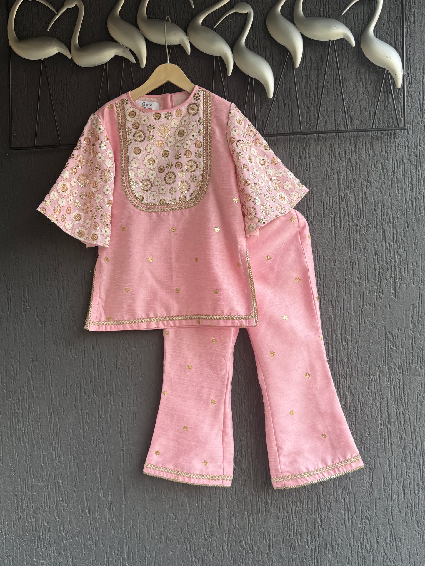 Baby Pink silk embroidered cord set