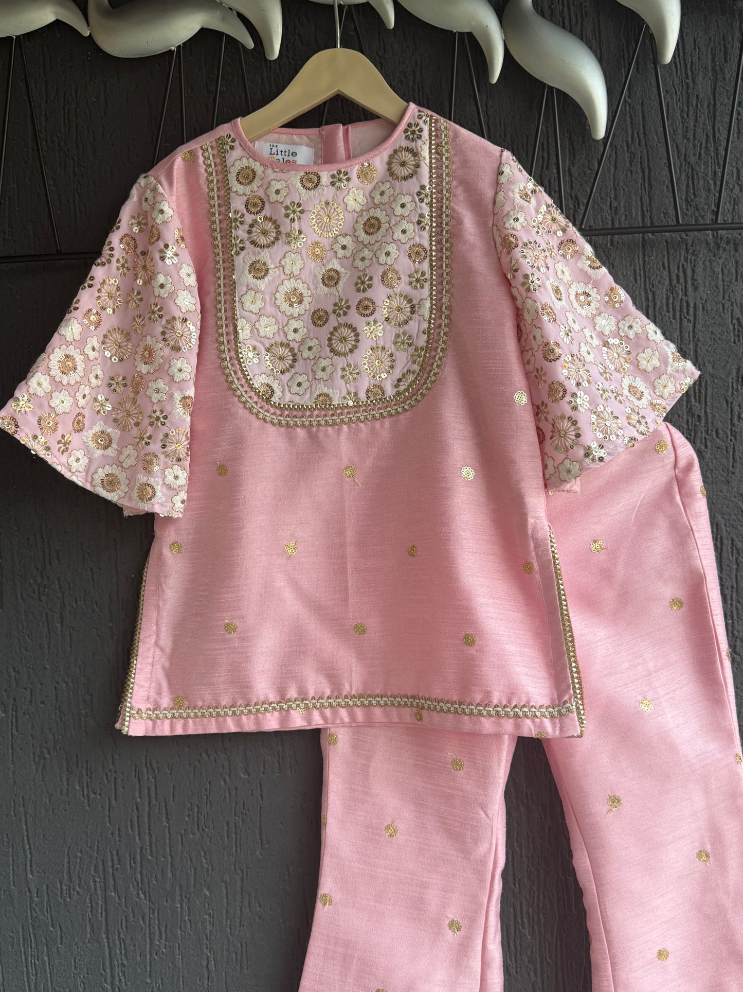 Baby Pink silk embroidered cord set