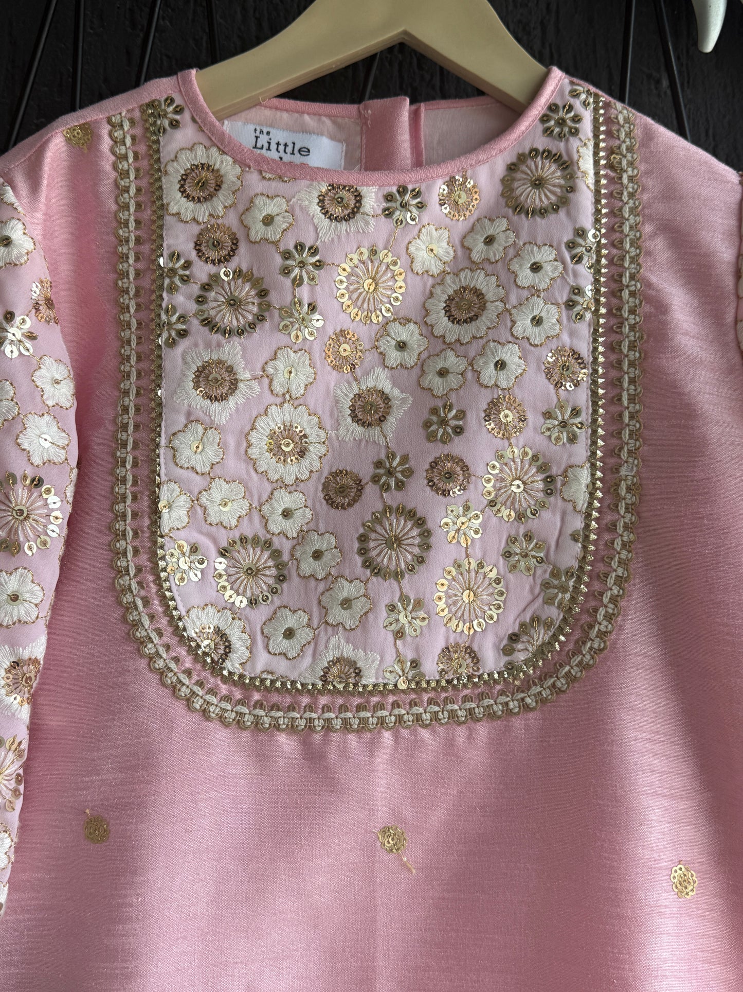 Baby Pink silk embroidered cord set