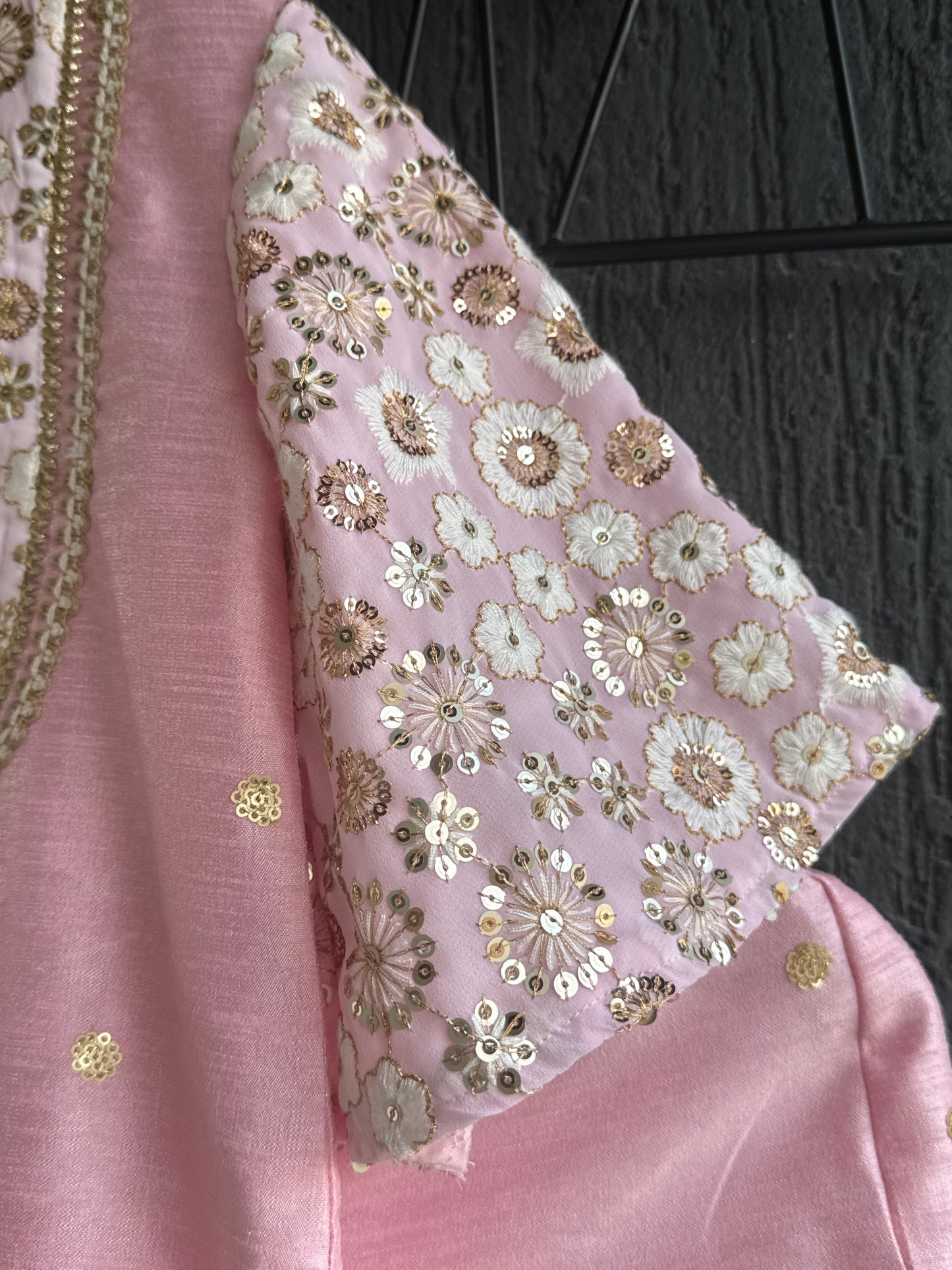 Baby Pink silk embroidered cord set
