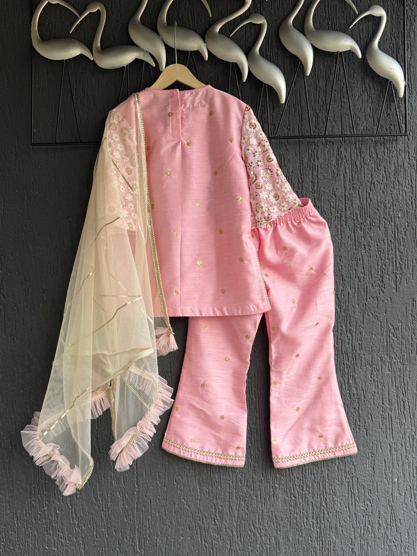 Baby Pink silk embroidered cord set
