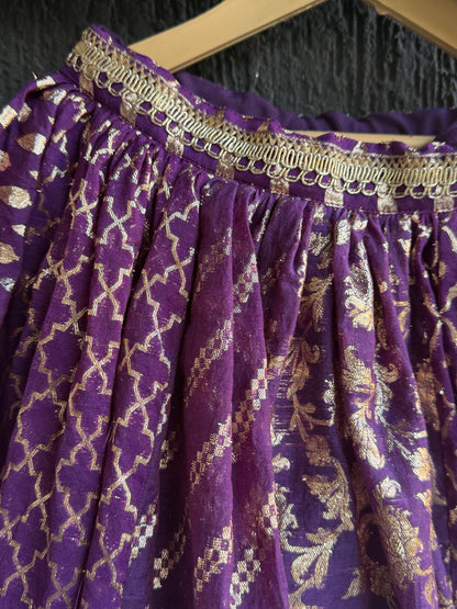 Purple Chanderi attached dupatta lehnga set ( Customised)