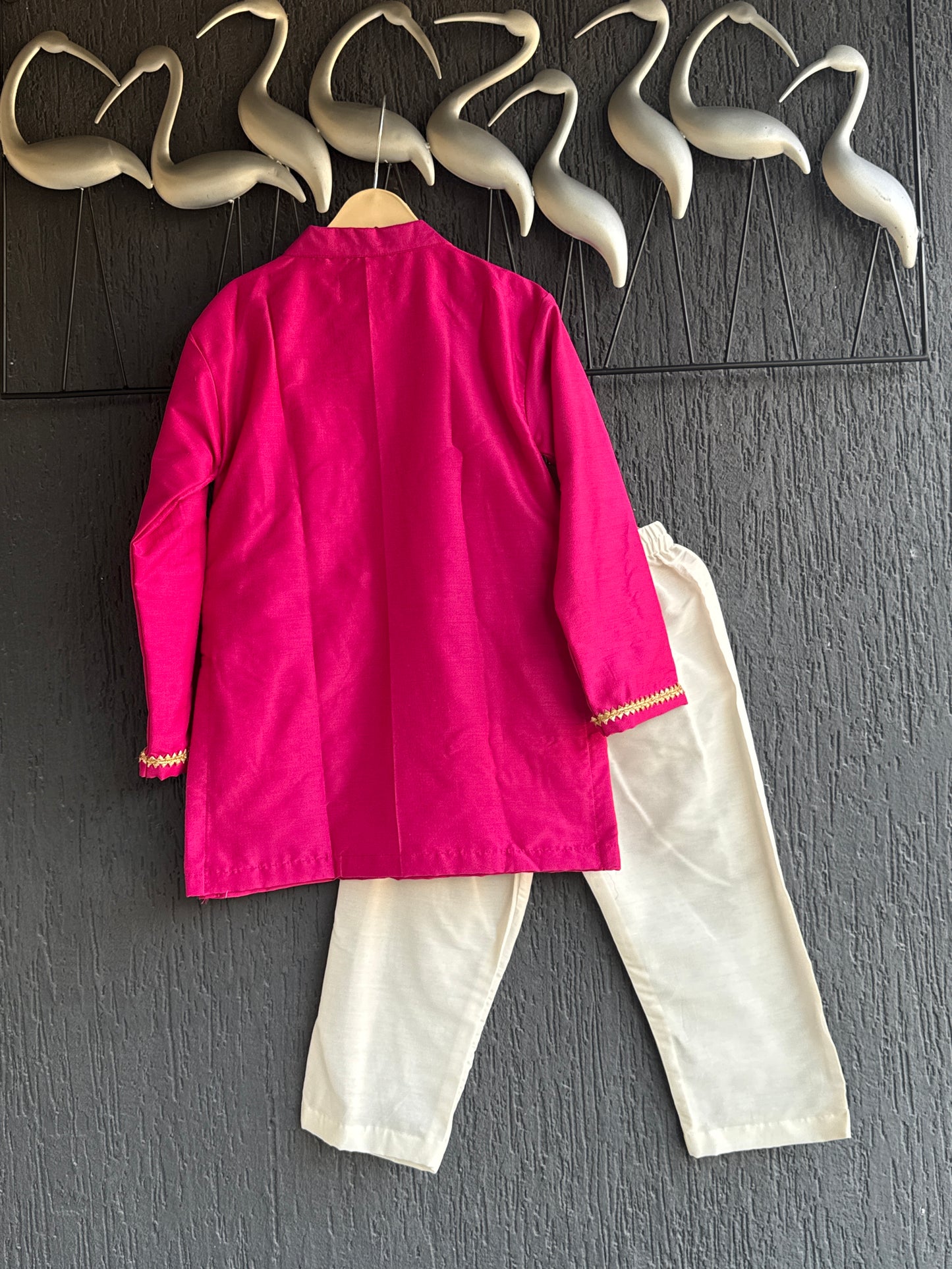 Pink Kurta with Brocade attached Jacket and Pyjama