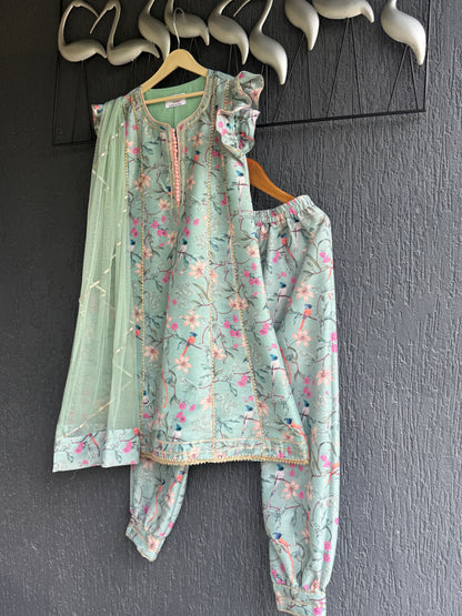 Green Bird Printed Kurta set