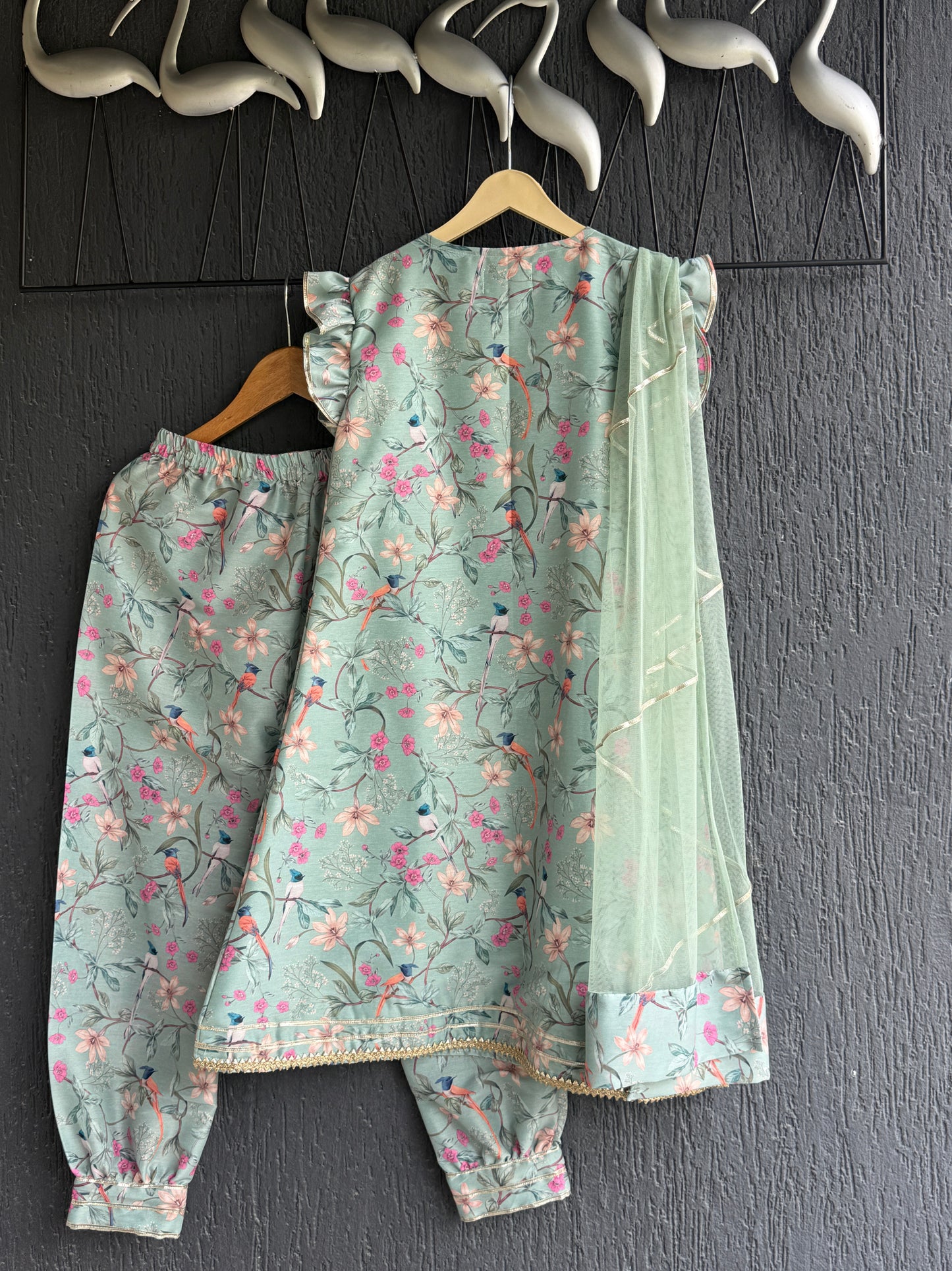 Green Bird Printed Kurta set