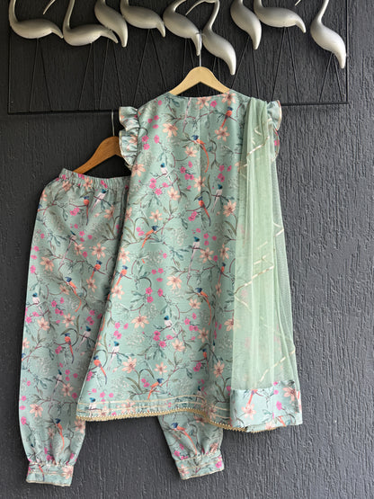 Green Bird Printed Kurta set