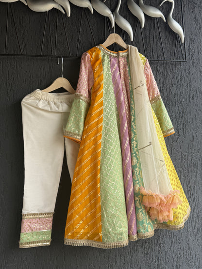 Multicolor Chanderi Anarkali set