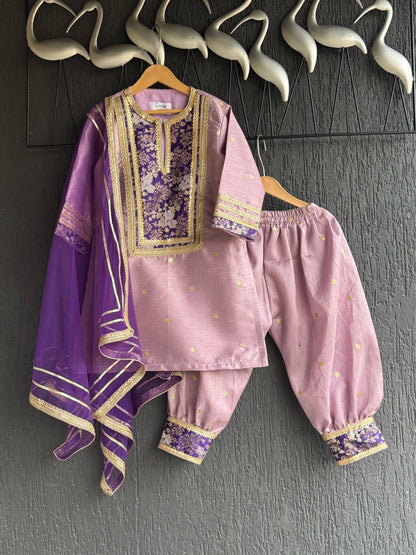 Lilac brocade kurta with salwar set