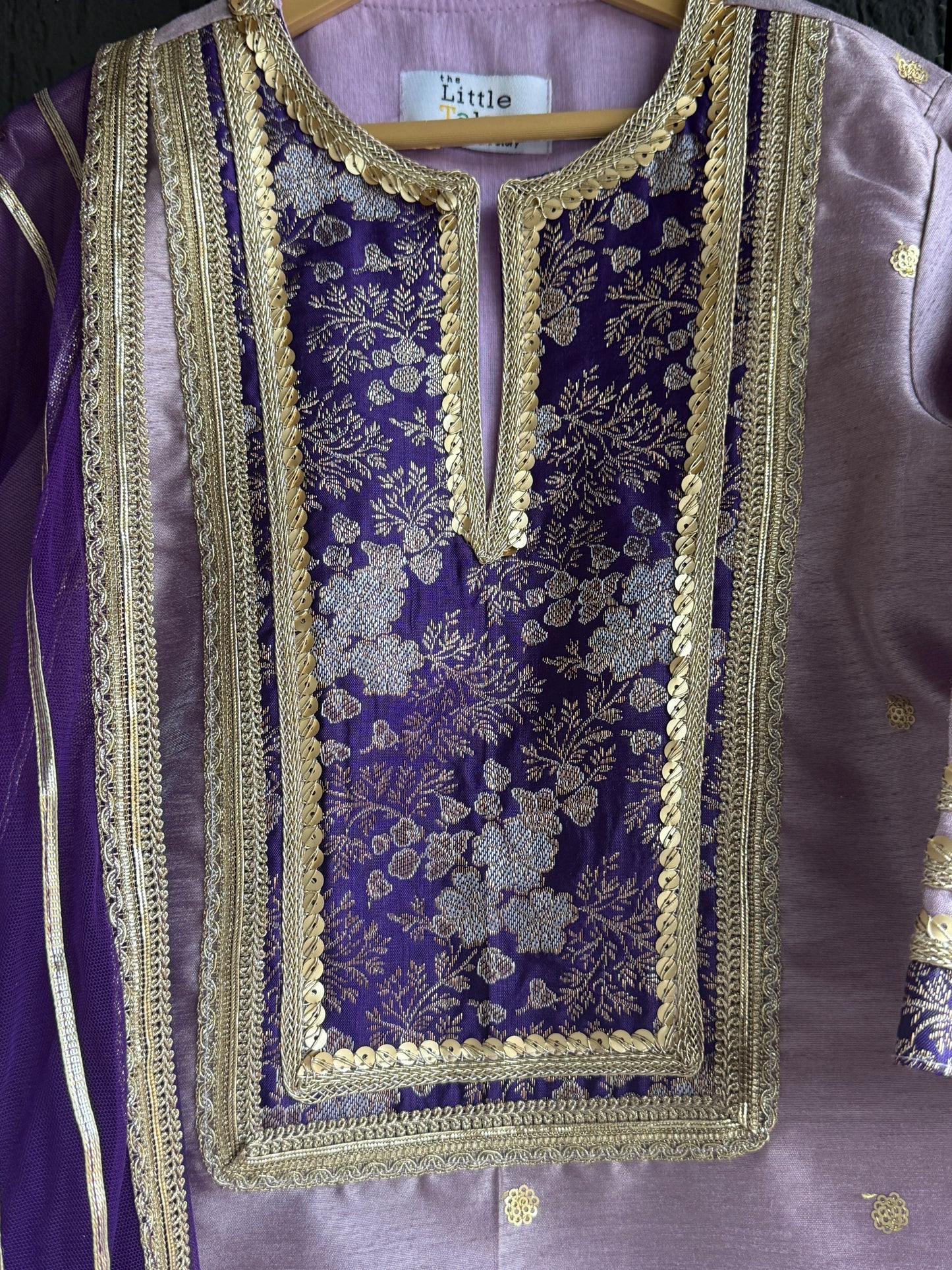 Lilac Brocade Kurta with Brocade Pant set