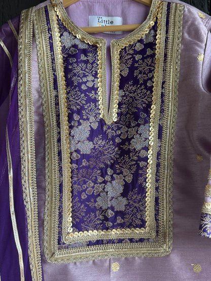 Lilac Brocade Kurta with Brocade Pant set